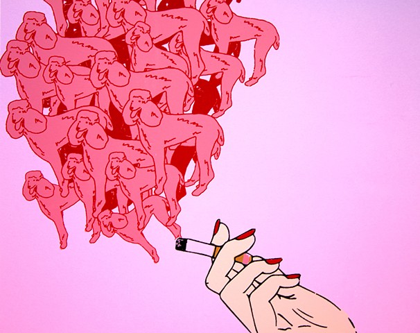 Detail of poodle smoke