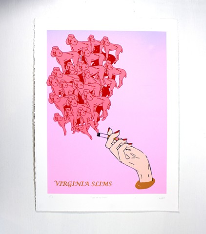 Screenprint of poodle smoke