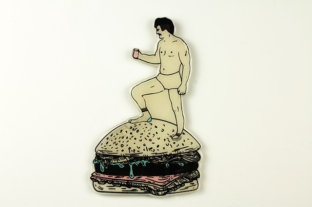 Screen Print on paper, mounted on mdf, and resin coated