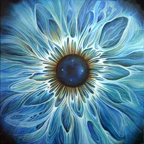 eye, painting, blue, cosmos, flower