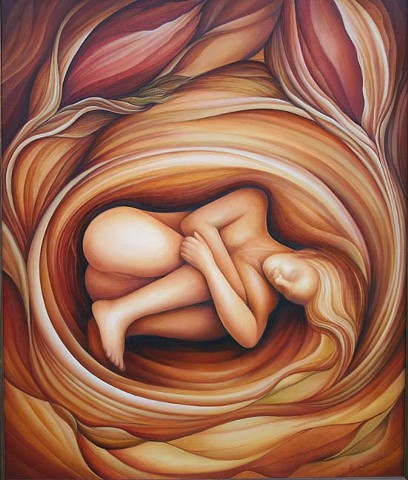 Woman, Womb, Flowers, Gaia, Internal, Iconic, Goddess, Art, Painting, Oil painting, Spirial