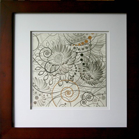 artist print, flowers, gold leaf