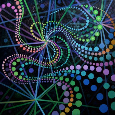 colorful dot painting, trippy, circles, energy