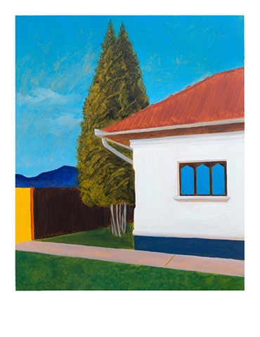 House with thuja, yellow