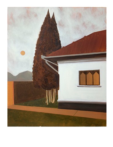 House with thuja, ochre