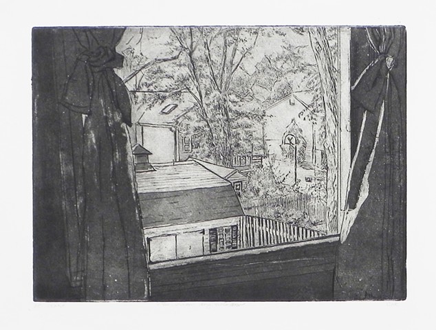 View From My Window. 15 x 11". Etching and Aquatint. Intaglio Print. July 2010.