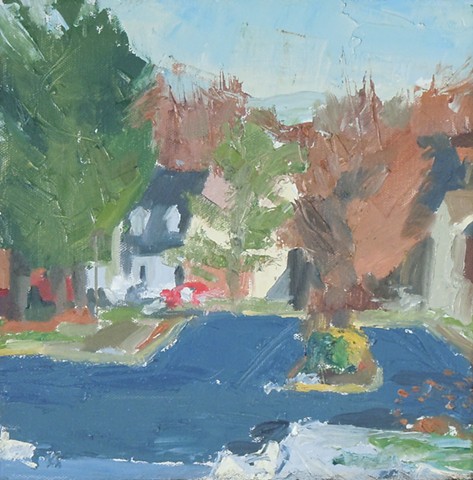 Point of Woods Drive. 10 x 10". Oil on Canvas. January 2011