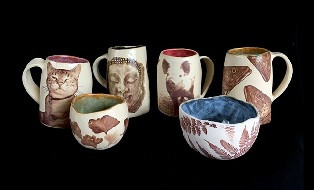 Image Transfer mugs and pinch pots