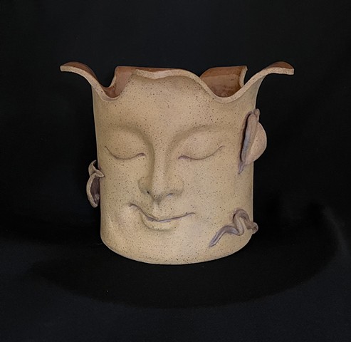 Stoneware face pot