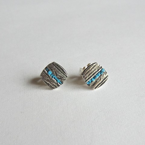 PMC earrings with stone inlay