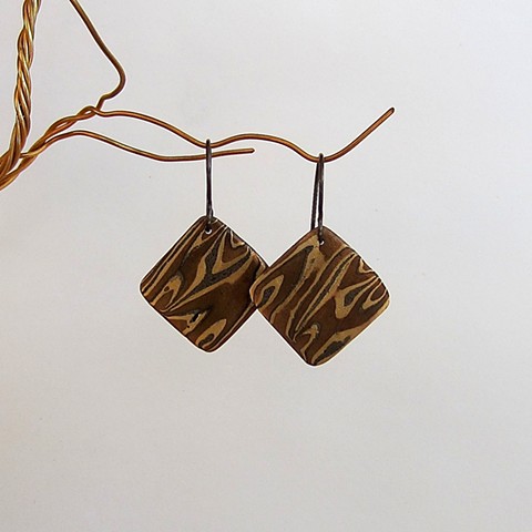 bronze, steel and copper metal clay earrings