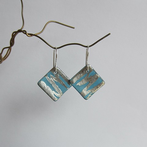 Square Teal & Silver earrings