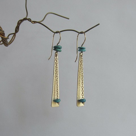 Golden Triangles with Turquoise earrings
