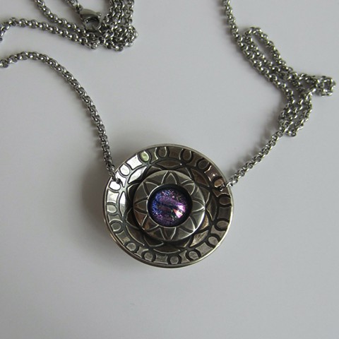 Silver necklace with Purple Center