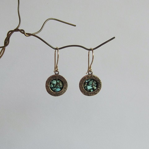 Golden Circles with Turquoise  earrings