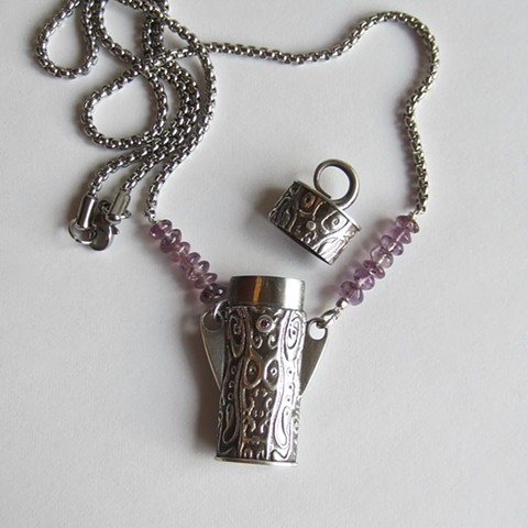 Silver Box with Amethyst necklace