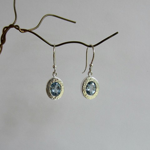 Silver Ovals with Topaz CZ