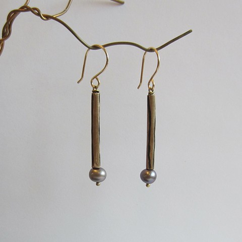 Golden Rods with Pearls earrings