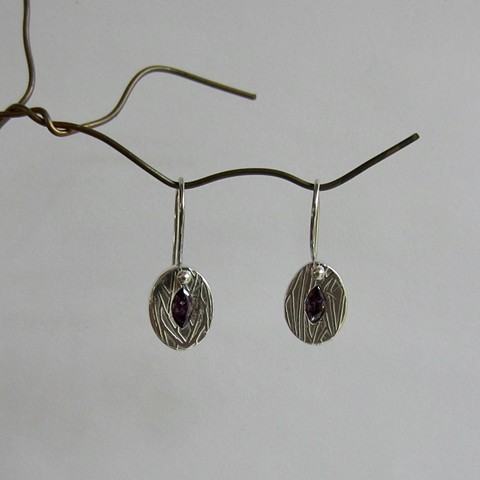 Silver Ovals with Amethyst CZ-1