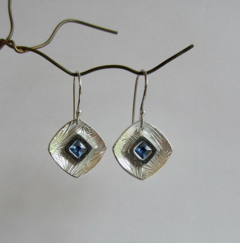 Silver Squares with Topaz CZ