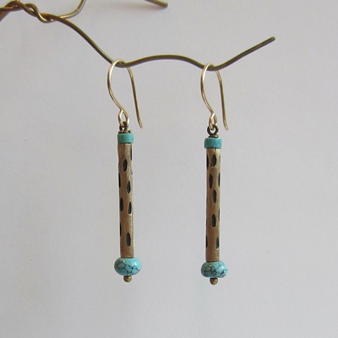 Golden Rods with Turquoise earrings