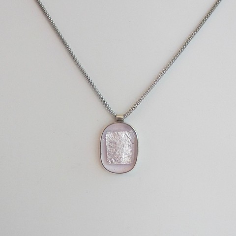 Pink Glass and Silver necklace