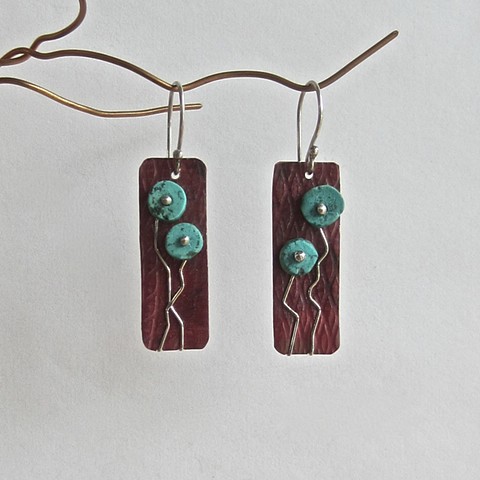 copper earrings, inspired by nature