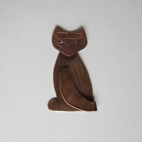 Sitting Etched Cat pin