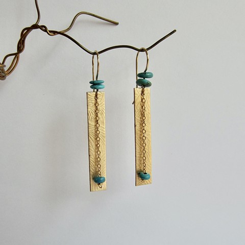 Golden Rectangles with Turquoise earrings