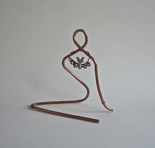 Wire Figure with Bird necklace