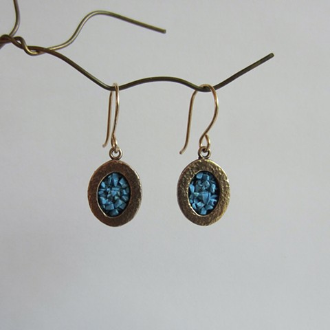 Golden Ovals with Turquoise  earrings