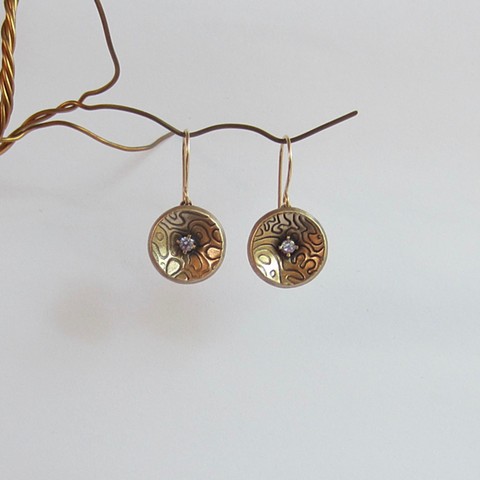 Concave Golden Circles with CZ earrings