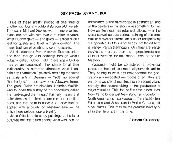 Essay for Catalogue to Exhibition at Skidmore College 1985