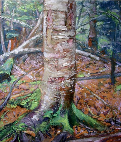 Tree portrait painting acrylic trees birch