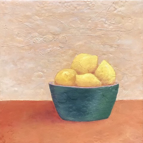 Still Life: Bowl of Lemons in Blue