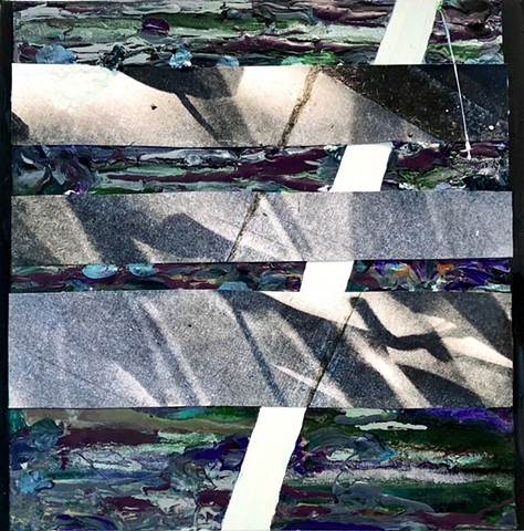 Abstract Painting collage using stripes and splatter for order and chaos