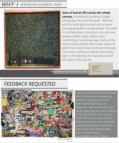 Map of the Moment (MOTM) Issue 11, February 2022 - this art newsletter features works by Steven Tannenbaum, Gustav Klimt, and a poem