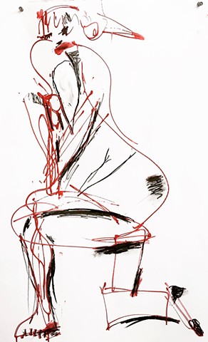 A very simple sketch painting by Steven Tannenbaum made using acrylic and charcoal, this piece embodies the idea of simplicity to convey the full substance of the nude model