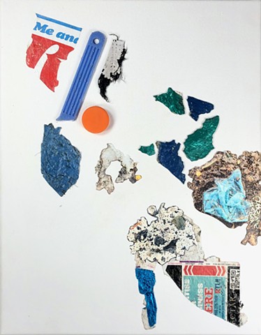 An Abstract Placing painting using objects and paper to create flow and order
