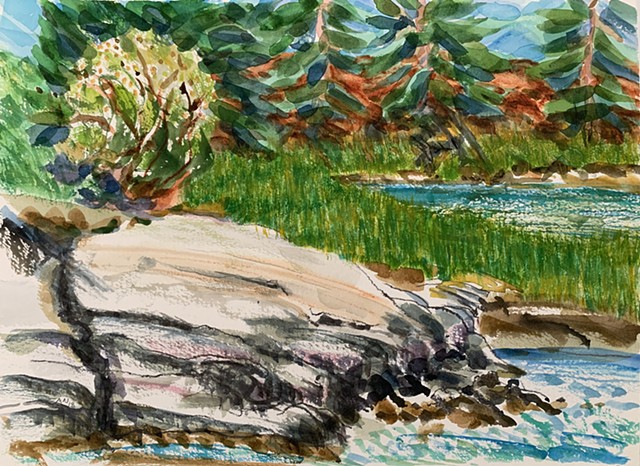 Wolfes Neck Farm, Maine Watercolor, Wolfes Neck