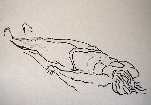 drawing, Scarborough beach, Arthur Nichols, Notebook Show, asleep on the sand