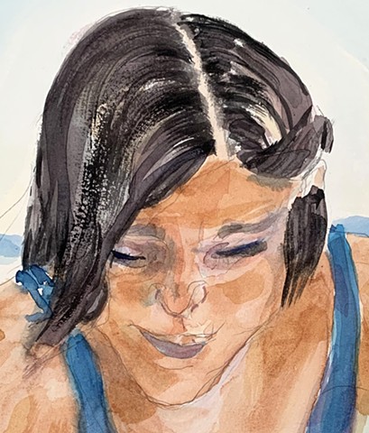 watercolor portrait of Juanita Cuellar Nichols