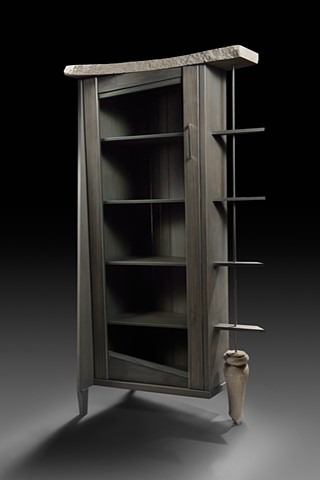 Aluminum Finished Ash, Reclaimed Indiana Limestone, Custom Stainless Steel and Brass Hardware, Freestanding Cabinet Rustic Industrial
