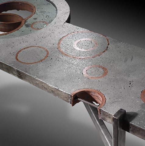 Concrete, Ceramic, Glass, and Steel, Coffee Table Industrial