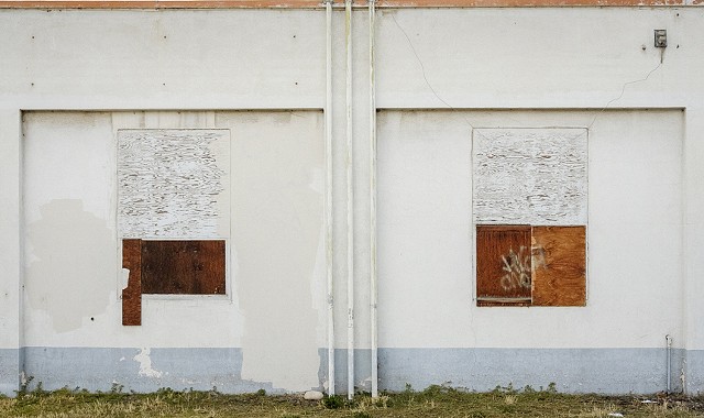 Window Repairs, Abandoned Service Station, Caldwell, Idaho