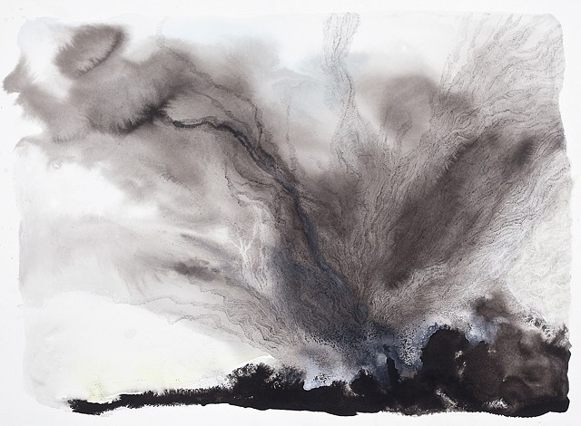 Volcano exploding Watercolor, ink, gouache,graphite on paper by Donna Backues