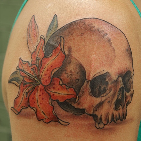 skull and lily