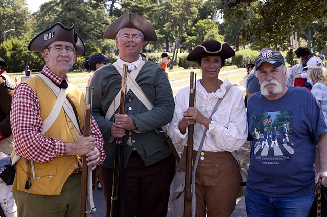 Battle of Brooklyn (3 re-enactors and visitor)