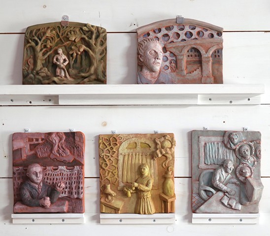 Group of clay reliefs