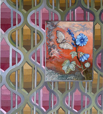 Hollyhock, Butterfly, Volcano